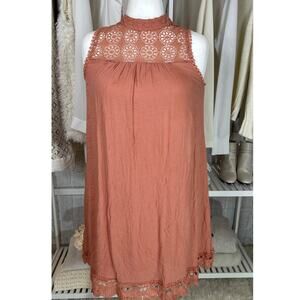 Hint of Mint Women's Size XL Peachy Mauve Lace Sleevless Shift Dress #0556